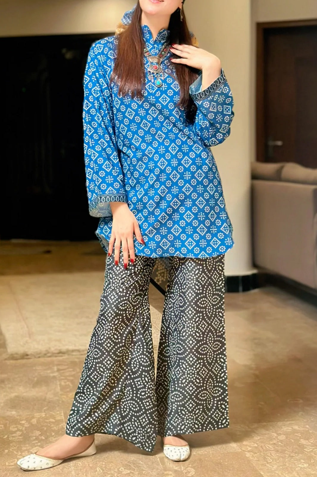 Ajrak print dress