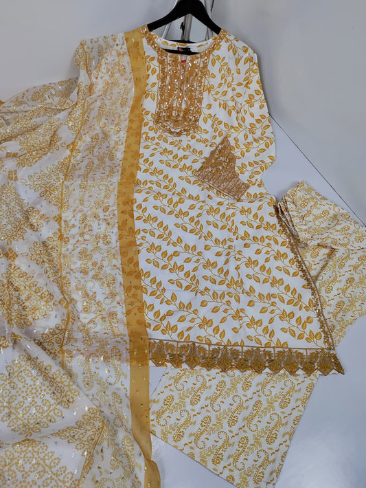 Lawn printed 3pc