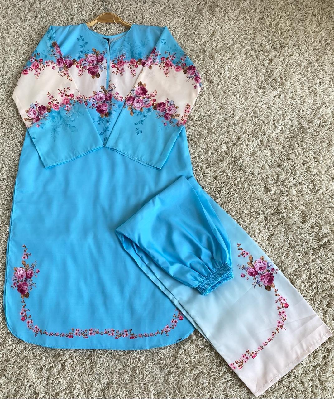 Sky blue long shirt 2pc